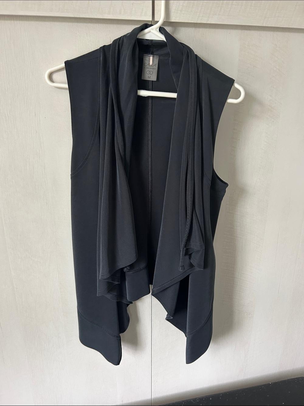 Calia Sleeveless Draped Open-Front Vest - Black